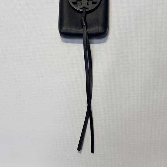Tory Burch Miller Phone Crossbody Bag Womens Black Leather Logo Medallion Tassel - Picture 3 of 12